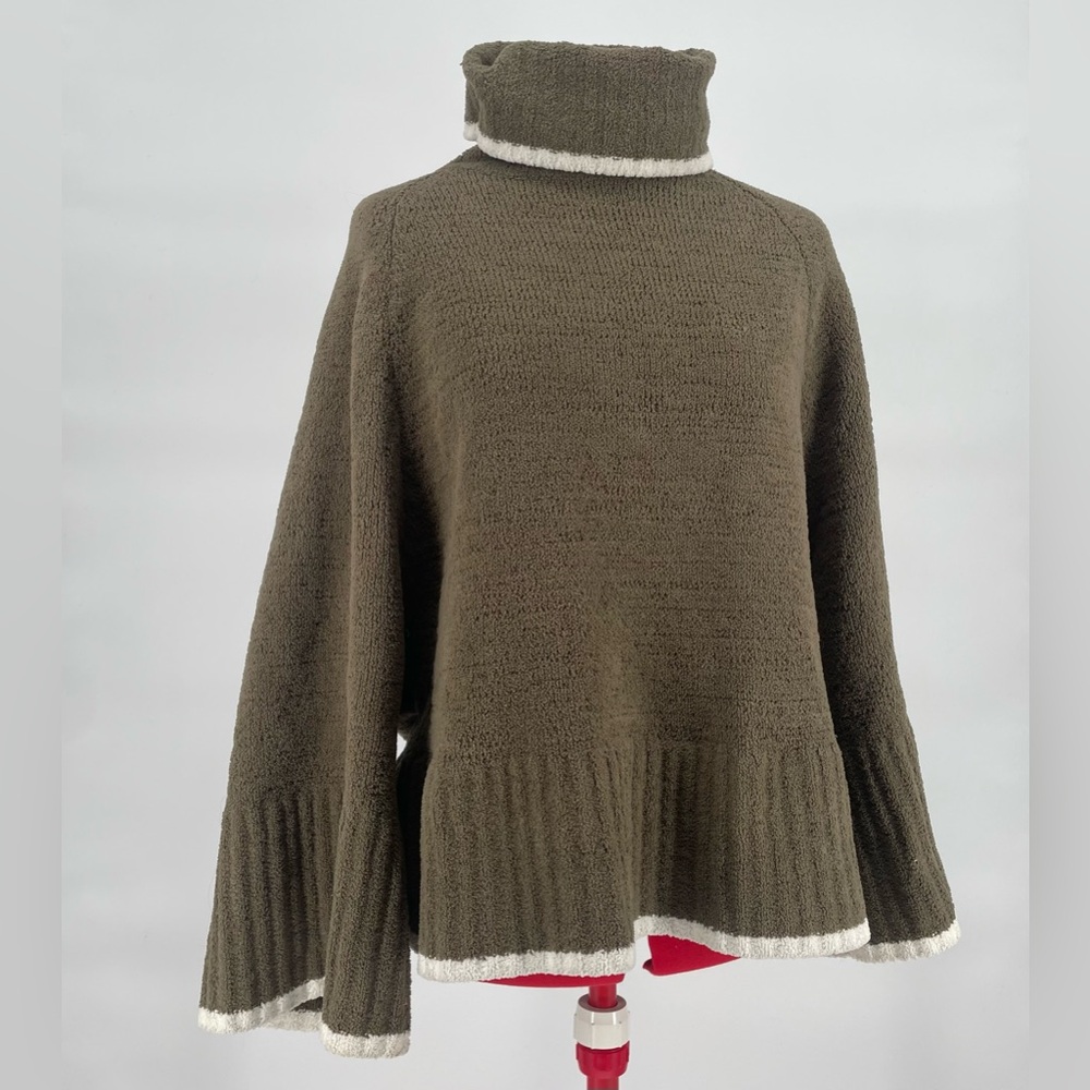 Y2K Julep Olive Green Oversized Slouchy Turtle Neck Fuzzy Knit Sweater